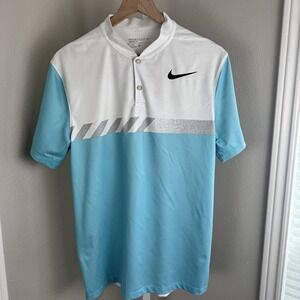 Nike Golf Modern Dri Fit Pullover Shirt Medium Blue Gray White Black
